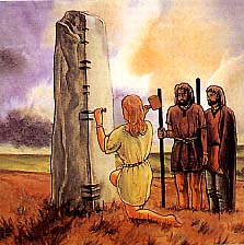  "Ogma inventa l'alfabeto ogamico" - Illustrazione di autore sconosciuto